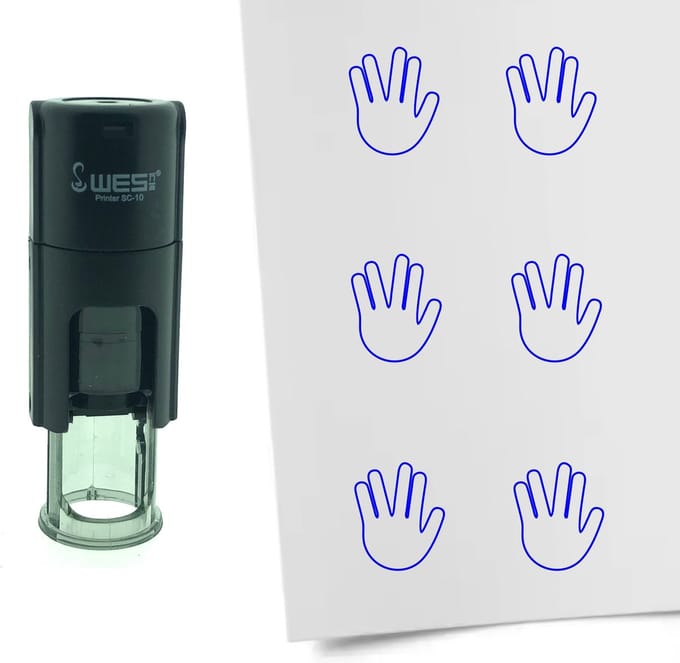 CombiCraft Stempel Mr. Spock Greeting 10mm rond - Blauwe inkt