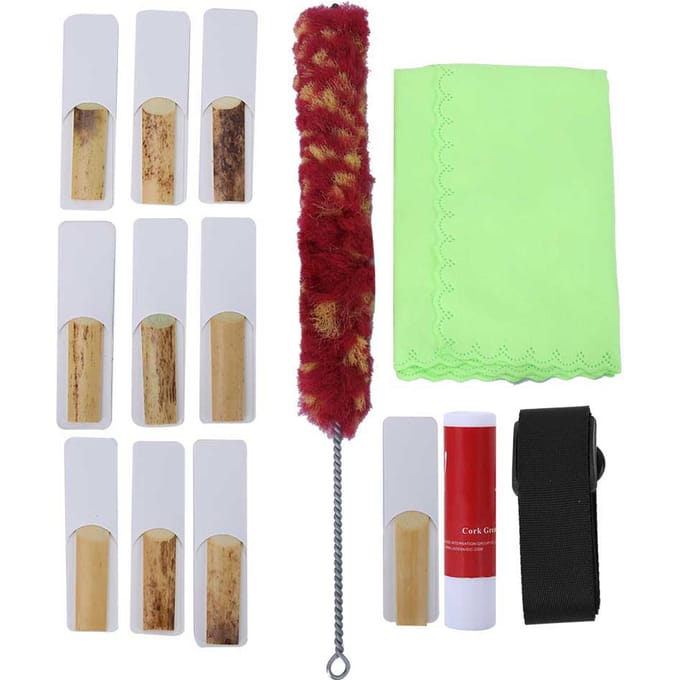 5 stuks Klarinet Verstelbare Riem Riet Reinigingsdoekje Borstel Accessoires Kit beige