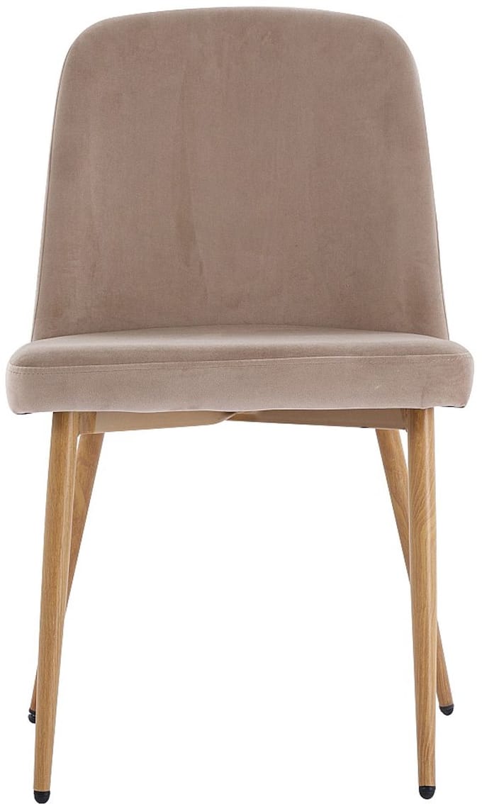 Vente-unique Set van 2 stoelen van fluweel en metaal met houteffect - Beige - MINAGRI