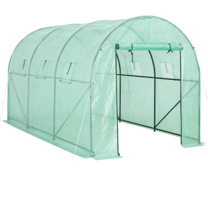 Gardebruk Kweekkas 7m² - Roldeur & 6 Ramen 350x200x200cm Groen