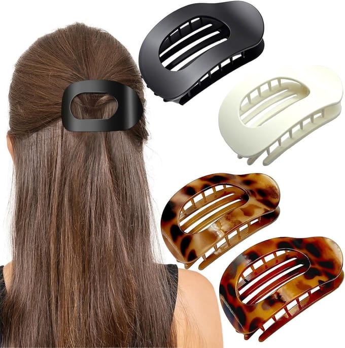 Dailygoods - Haarklemmen voor Dames, 4 Stuks, Sterke Grip, Plat Design