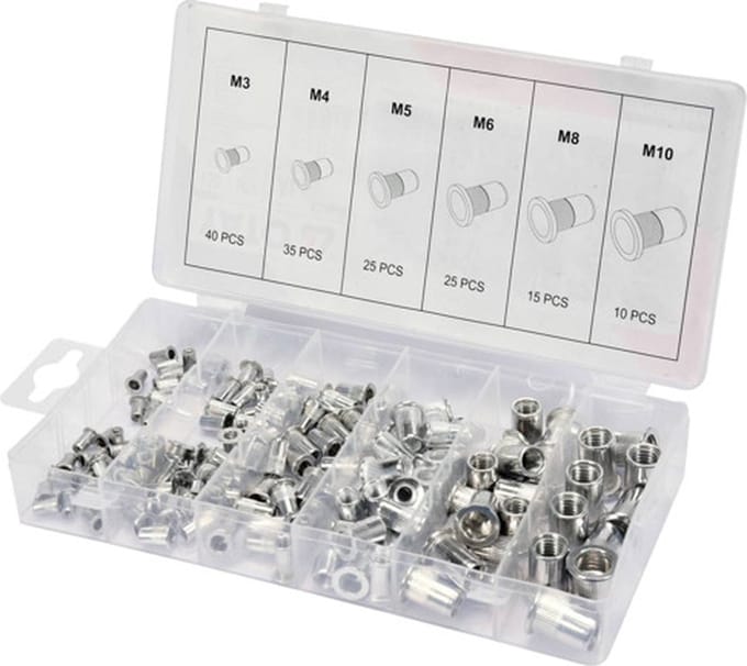 YATO 150-delige Klinknagelmoerenset aluminium M3-M10