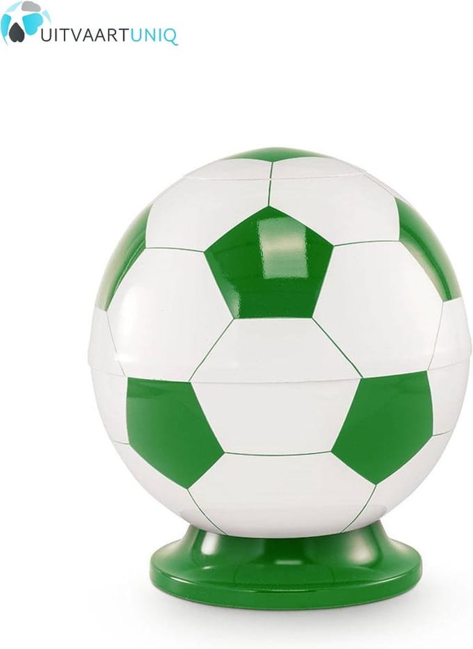 Kinder urn voetbal wit en groen - messing