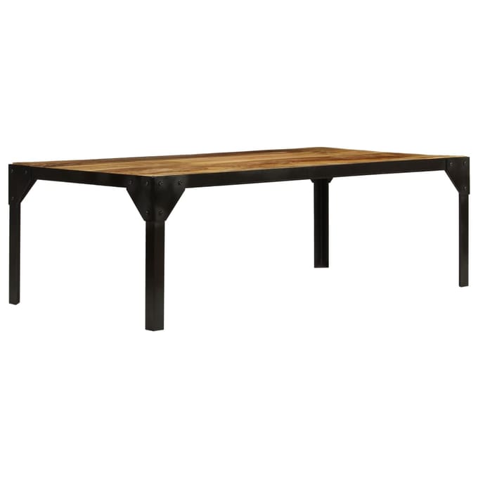 vidaXL - Salontafel - 110 - cm - massief - ruw - mangohout - en - staal