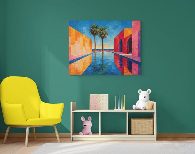 Modern Canvas Schilderij Tropical Poolscape – Luxe Wanddecoratie 100x75 cm