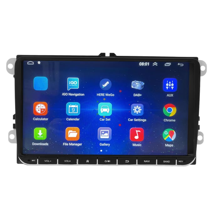 Lecteur Vidéo Multimédia de Voiture 9 pouces Quad Core 1 Go + 16 Go pour Android 10.1 Remplacement pour T5 Transporter 20102013 blue