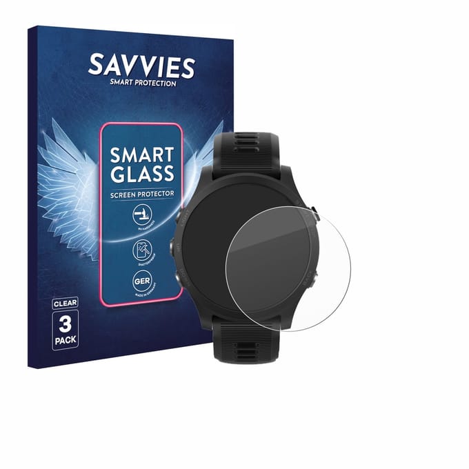 3 Stuks Savvies Screenprotector - geschikt voor Garmin Forerunner 935 - beschermfolie glas transparant