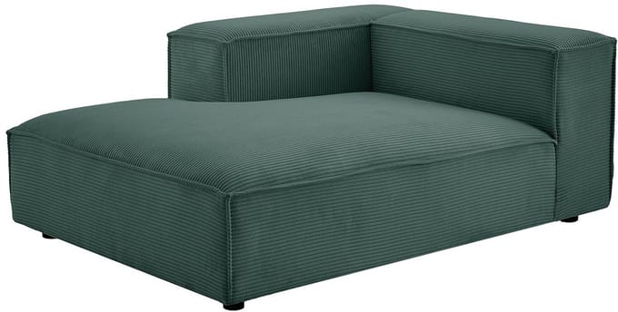 Vente-unique Chaise longue met linkerarmleuning in groen ribfluweel RUZOLO