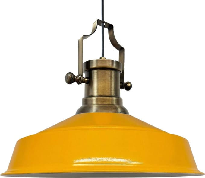 Bamyum Asletl-SE Hanglamp Industrieel van Metaal Ø40 cm, Hanglamp E27, Vintage Geel Lamppendel