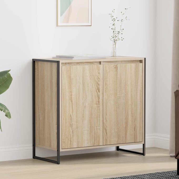 vidaXL - Bijzetkast - Sonoma - Eiken - 79 - x - 36 - x - 75 - cm - Bewerkt - hout