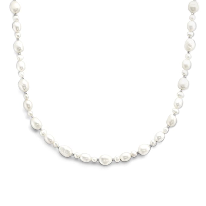 YO&NO - Ketting - Zoetwater Parel - 43+4 - Sieraden Vrouw - Zilver 925