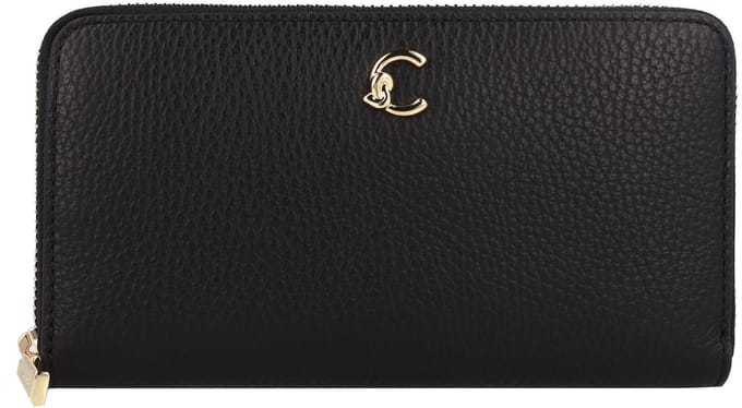 COCCINELLE Leren portemonnee C-Me Wallet Grained Leather Noir zwart