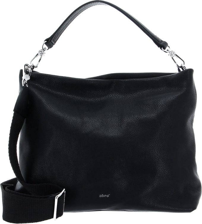 abro Leren Schoudertas Leather Dalia Hobo Bag Kaia Black / Nickel Zwart