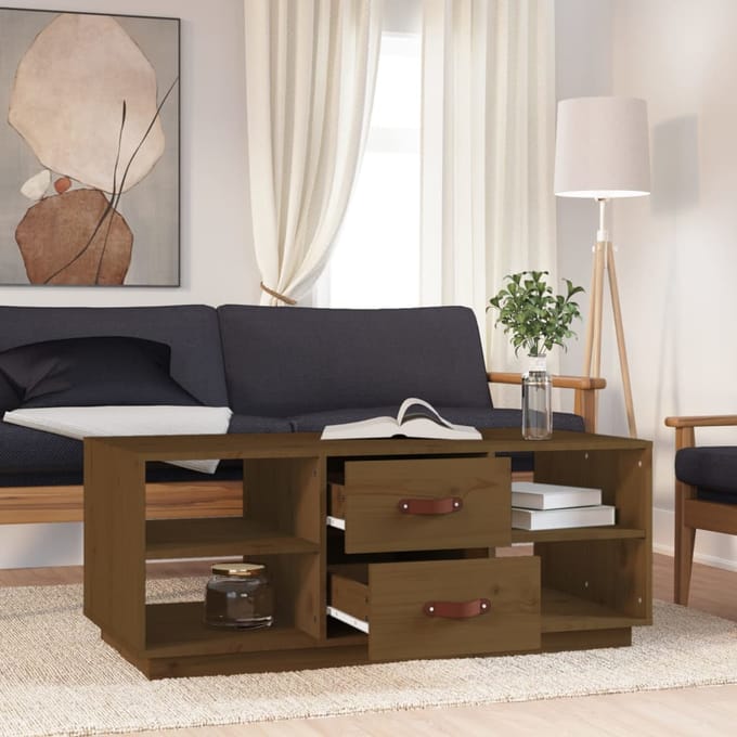 vidaXL - Salontafel - 100x50x41 - cm - massief - grenenhout - honingbruin