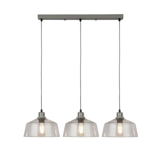 Searchlight Hanglamp Thaloria, transparant, glas, 3-lamps, 80cm