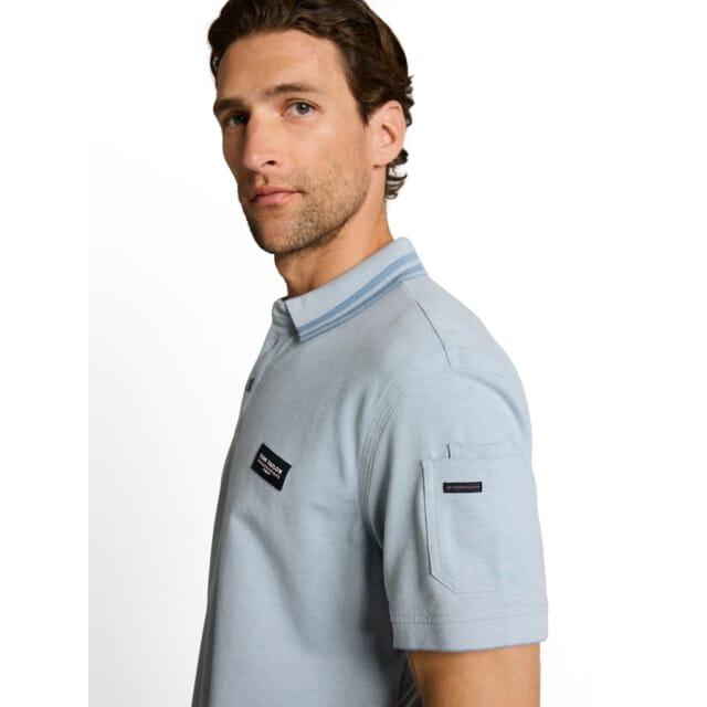 Tom Tailor - Poloshirt met zak op de mouw - Maat L - blue white two tone