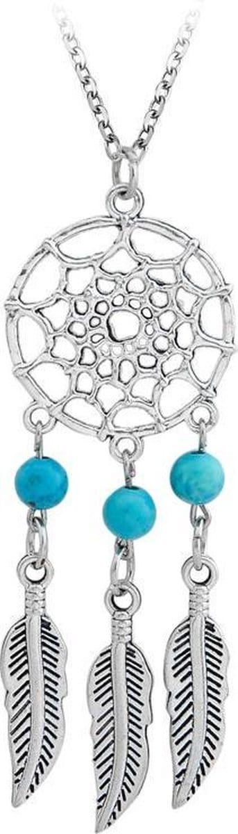 Fako Bijoux® - Ketting - Vintage - Dromenvanger - Turquoise Trio
