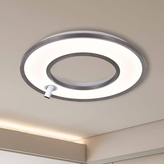 Viokef LED plafondlamp Valeria, geborsteld grijs, Ø 60 cm, metaal