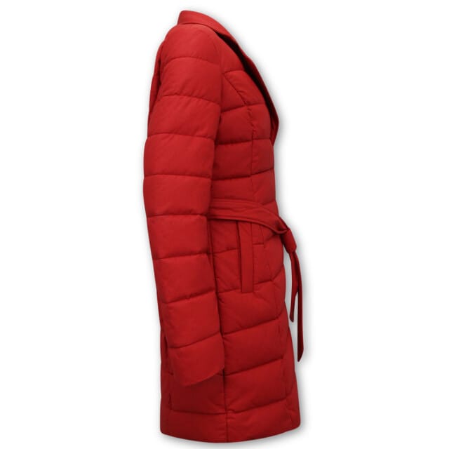 Puffer Jas Dames Lang - Winterjas Dames Lang - 7920 - Rode Jas