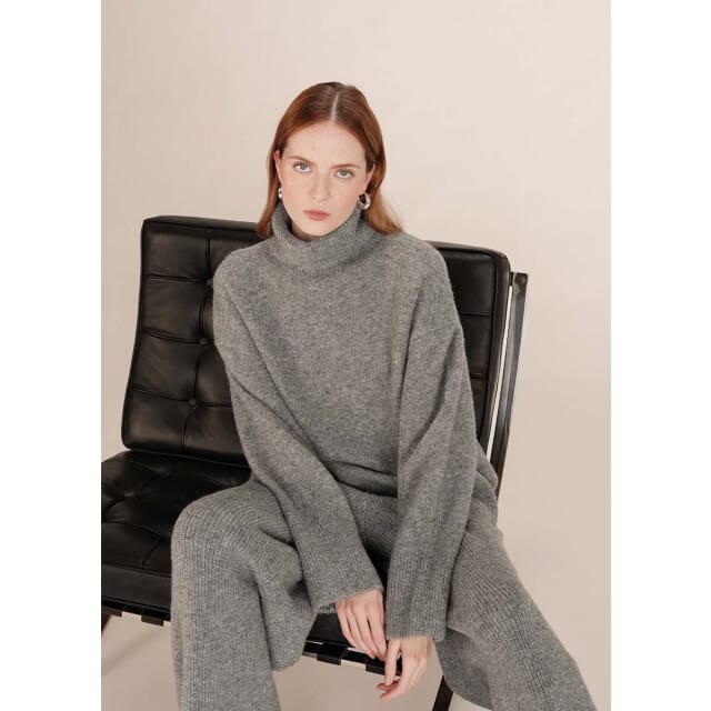 Grace & Mila Taxton broek gebreid wol grijs