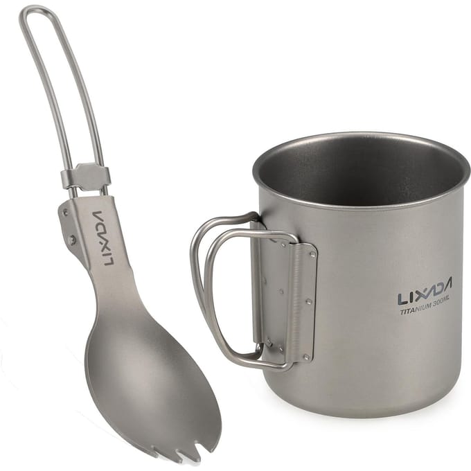 Lixada kookgereiset ultralichte titanium beker met opvouwbaar diner 300ml