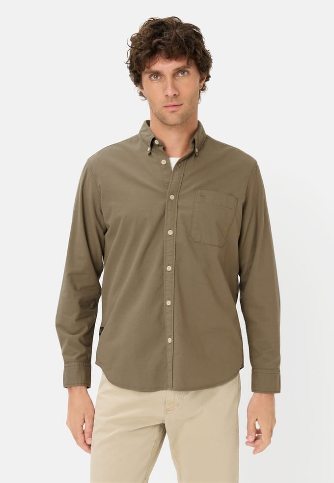 camel active Overhemd met lange mouwen met borstzak - Maat - Olijfgroenmenswear-M