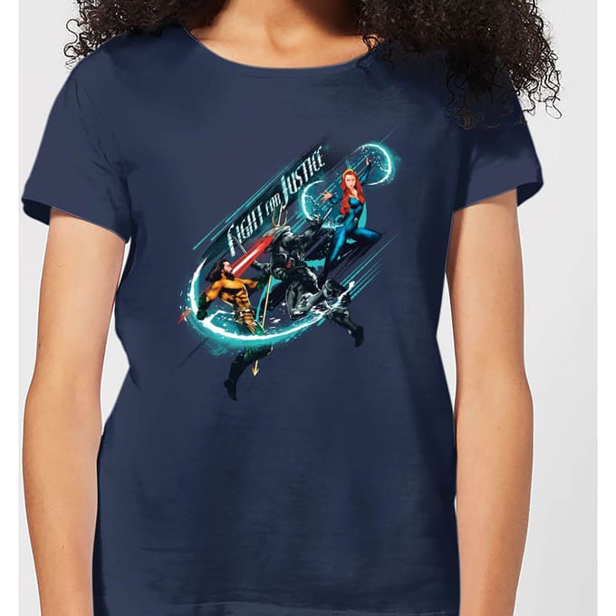 Aquaman Fight for Justice dames t-shirt - Navy - M