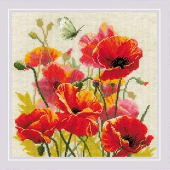 Borduurpakket - Bloem - Color Of Flame