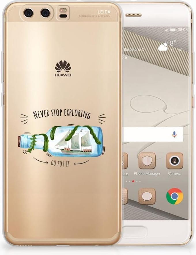 Back Cover voor Huawei P10 Plus Telefoonhoesje met Naam Boho Bottle