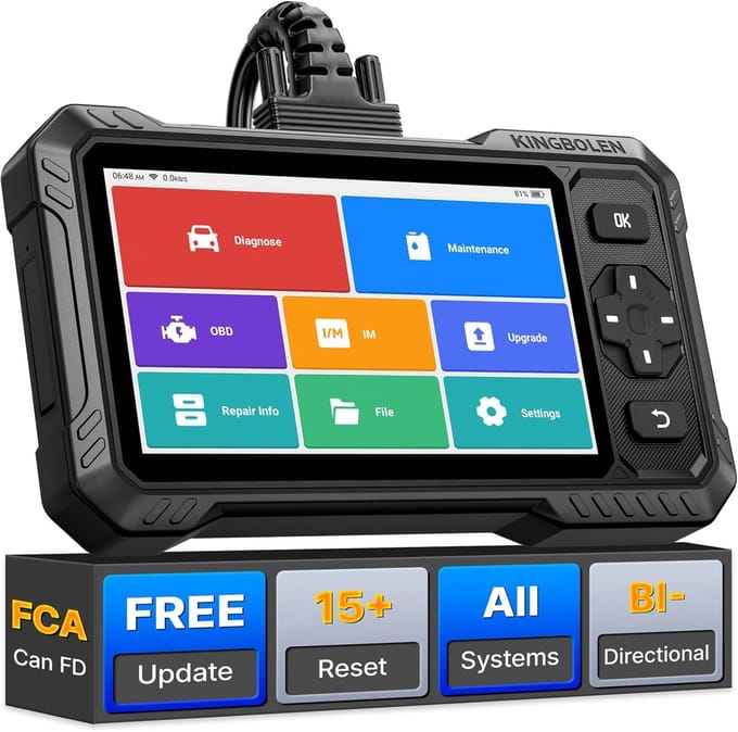 OBD2 Diagnose Scanner Full Systeem, Auto Diagnose Apparaat met 15 Reset Functies, Foutcodelezer, Bi-directionele Scan, 6 inch Scherm