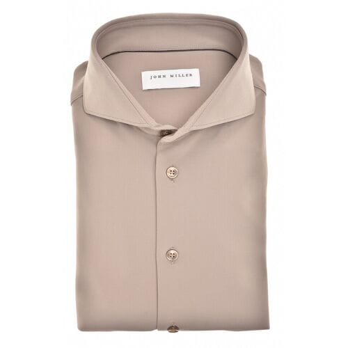 John Miller Overhemd Plain Color Hyperstretch Cutaway Collar Midden Bruin / male
