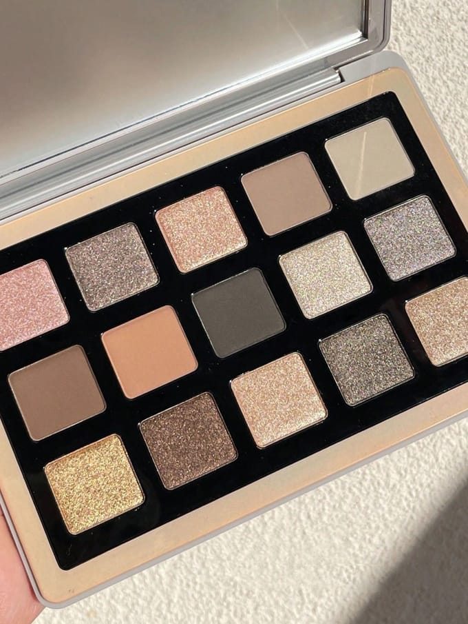 15-Kleuren Oogschaduw Palet, Mat Glanzend Langhoudende Oogschaduw Met Spiegel Oogschaduw Oog Make-up gray