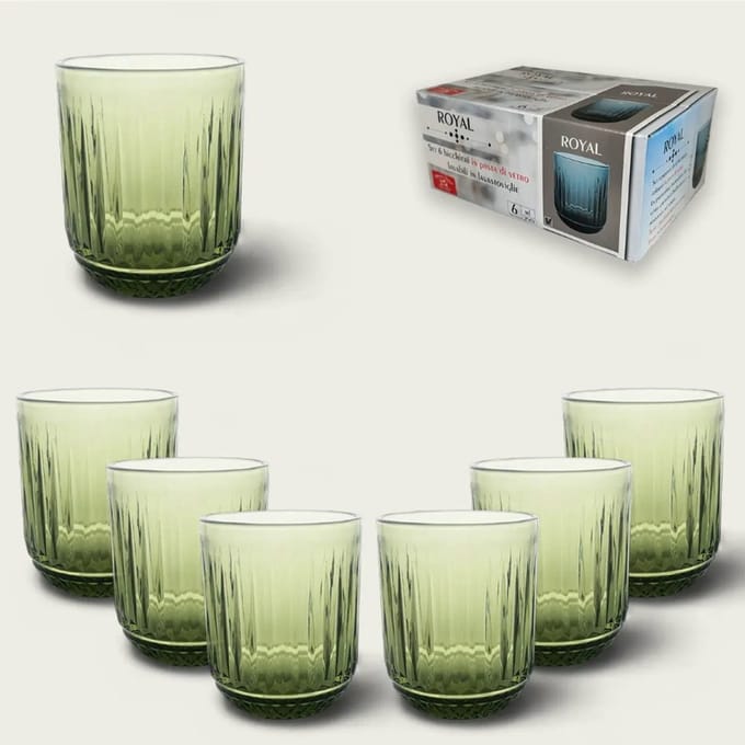 Arca ROYAL Water/Drinkglas 250ml, groen, set van 6 stuks, verpakt in een giftbox