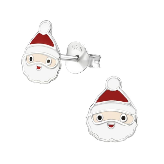 Princess Oorbellen Santa - 925 Zilver E-Coating - Kerstman - 7x9mm