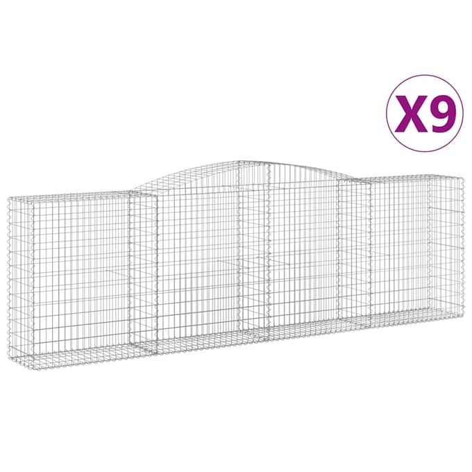 vidaXL - Schanskorven - 9 - st - gewelfd - 400x50x120/140 - cm - ijzer