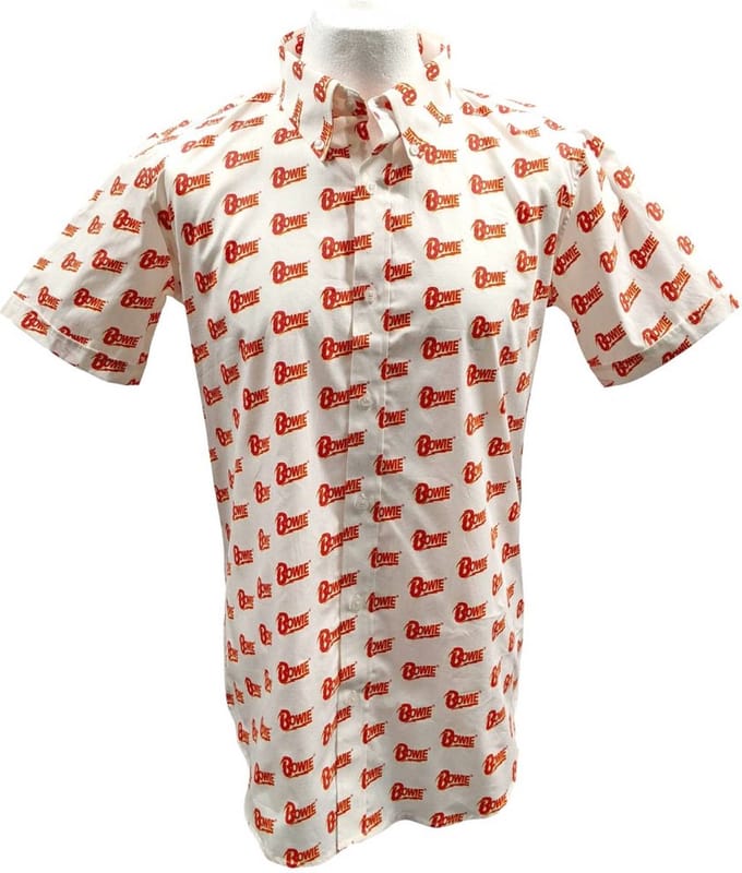 David Bowie - Logo Pattern Shirt - M - Wit