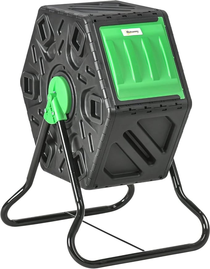 Roterende Compostbak voor Tuin - 65L, 360° Draaibaar met Ventilatiegaten