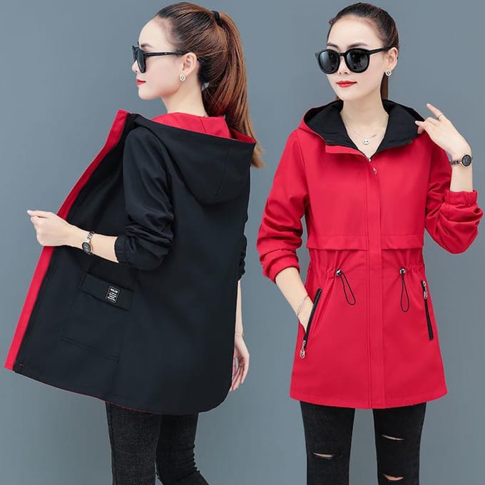 Dames Windjack Dames Lente En Herfst Windjack Met Capuchon M rood