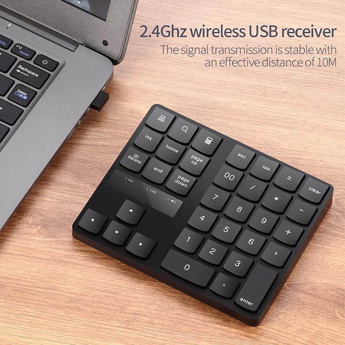 2.4G draadloos digitaal toetsenbord 35 toetsen USB numeriek toetsenbord USB oplaadbaar toetsenbord voor laptop pc zwart