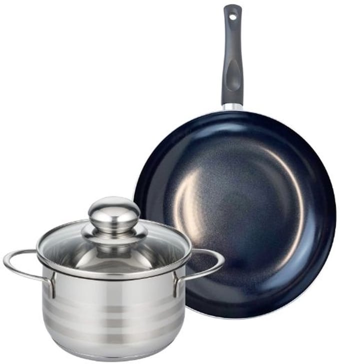 Set van 1 Koekenpan 20 cm en 1 braadpan 14 cm Elo Prima Glanzend