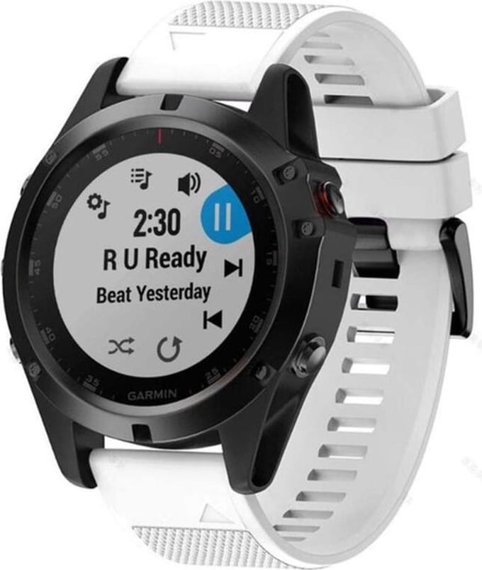 Shop4 - Garmin Fenix 5 Bandje (ook Plus) - Siliconen Wit