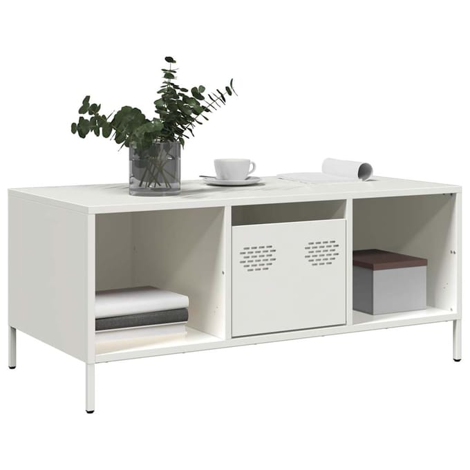 vidaXL - Salontafel - 101,5x50x43,5 - cm - koudgewalst - staal - wit