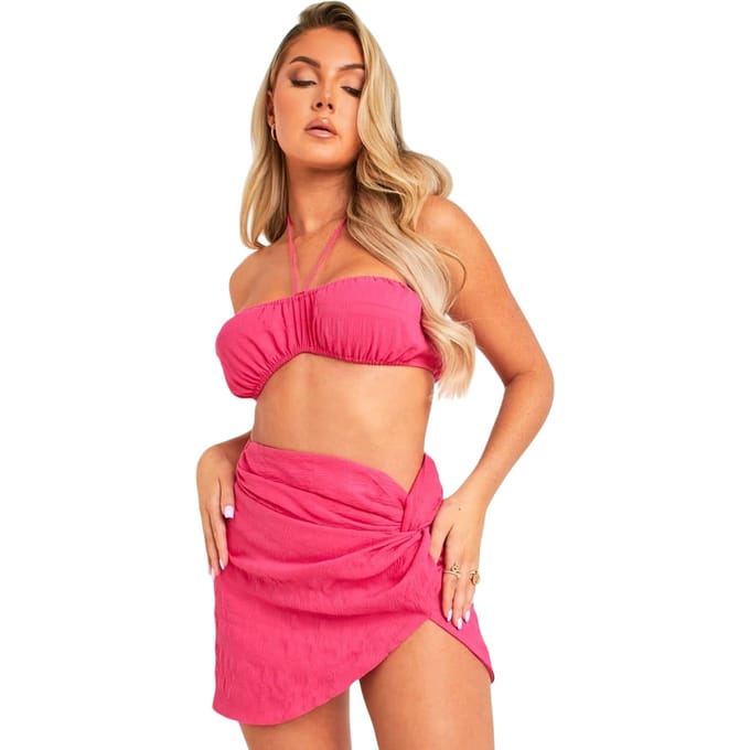 Missy Empire Dames/Dames Halter Hals Crop Top (Roze)