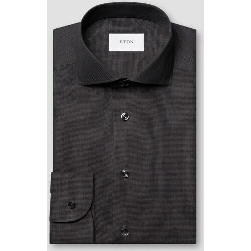 Eton Overhemd Allover Micro Check Brushed Cotton Signature Flanel Donker Rood / male