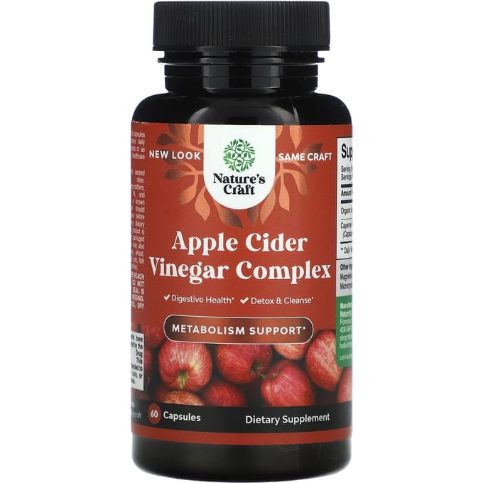 Nature's Craft, Complexe de vinaigre de cidre de pomme, 60 capsules