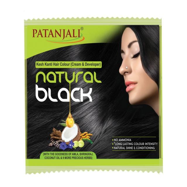 Crème Haarkleur Donkerbruin 40g Patanjali, India Natural Black 2 pcs Cream and Developer