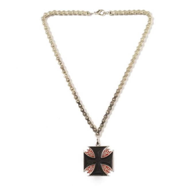 Kodiak Ketting Black Cross & Flames