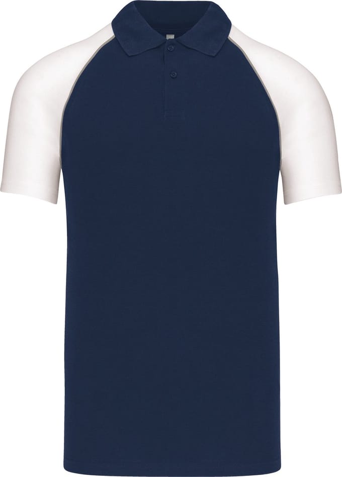 Herenpolo 'Baseball' korte mouwen Navy/White - 3XL