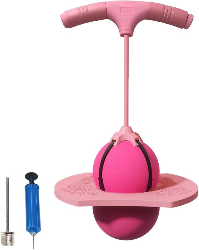 Springbal - Stuiterbal Hoppende - Actief Spelen - Met Handvat - 33.5 x 29.5 cm - Roze
