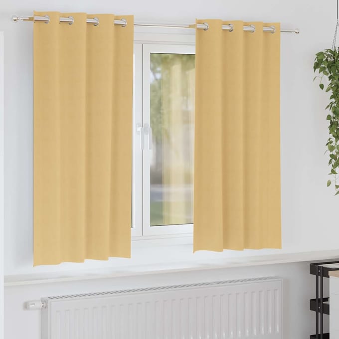 vidaXL - Blackout - Gordijnen - met - Ringen - 2 - st - Beige - 175 - x - 140 - cm - Polyester